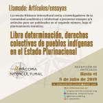 Bitácora Intercultural Nro 2 – Llamado: Artículos/ensayos Libre determinación, derechos colectivos en el Estado Plurinacional