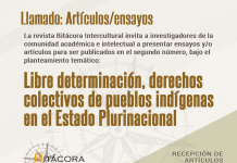 Bitácora Intercultural Nro 2 – Llamado: Artículos/ensayos Libre determinación, derechos colectivos en el Estado Plurinacional
